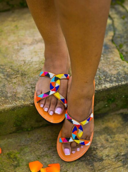 🇺🇲Azu's beaded leather sandals. New. Size 8 | Beaded leather sandals, Bead  leather, Leather